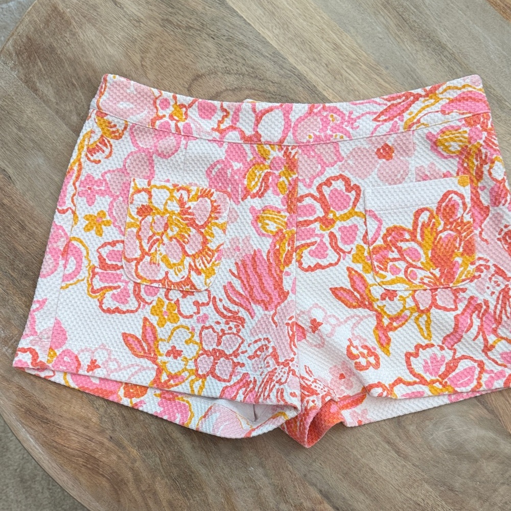 Lilly Pulitzer Pink and Orange Floral High Waist Shorts